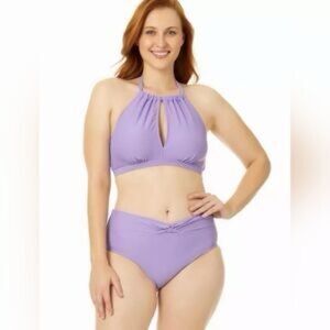 Time and Tru Lavender Halter High-Neck Bikini Set